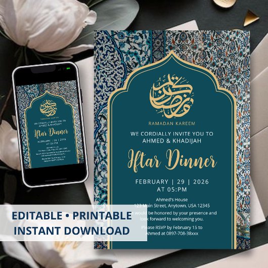 Traditional Turkish Mosaic Ramadan Iftar Dinner Einladung