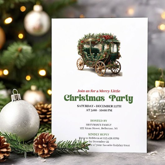 Traditional Victorian Christmas car party invite Einladung