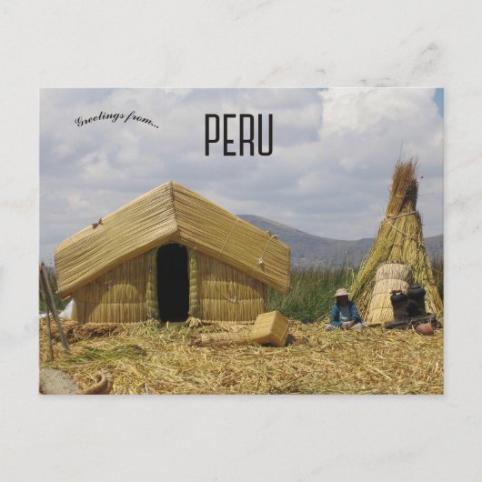 Traditional Village Lake Titicaca Peru Postkarte (Vorderseite)