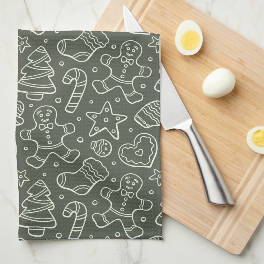 Traditional Vintage Christmas Gingerbread Man Geschirrtuch (Viertel Falte)