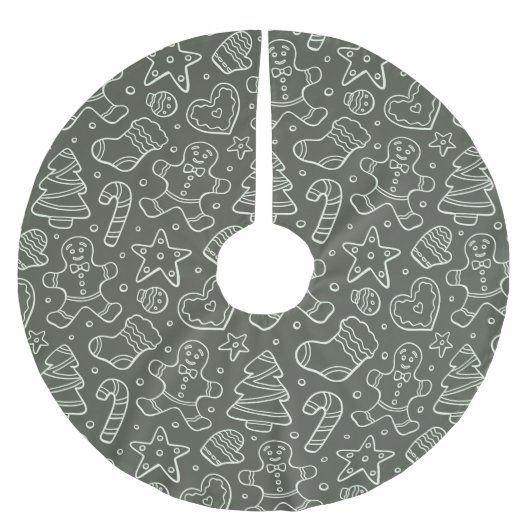 Traditional Vintage Christmas Gingerbread Man Polyester Weihnachtsbaumdecke (Vorderseite)