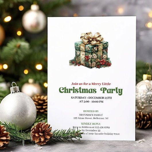 Traditional vintage Christmas present party invite Einladung