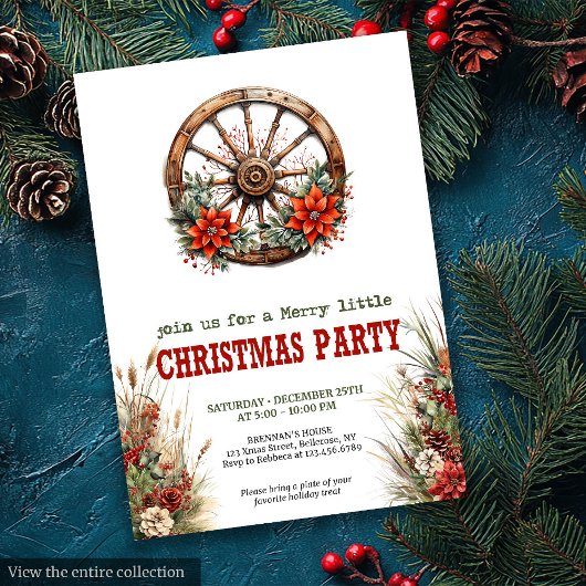 Traditional Western Christmas party invitation Einladung