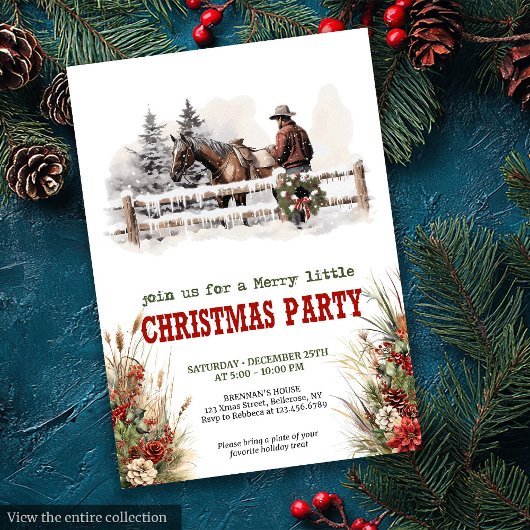 Traditional Western Christmas party invite digital Einladung