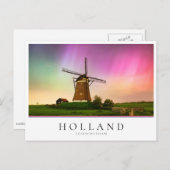 Traditional windmill under the Northern Lights Postkarte (Vorne/Hinten)