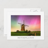 Traditional windmill under the Northern Lights Postkarte (Vorne/Hinten)