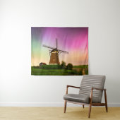 Traditional windmill under the Northern Lights Wandteppich (Beispiel (Horizontal))