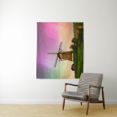 Traditional windmill under the Northern Lights Wandteppich (Beispiel)