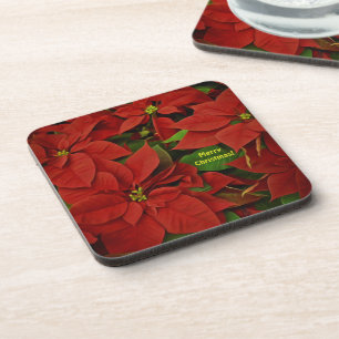 Traditionell bemalt rotes Poinsettia Weihnachten Getränkeuntersetzer