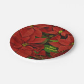 Traditionell bemalt rotes Poinsettia Weihnachten Pappteller (Schrägansicht)