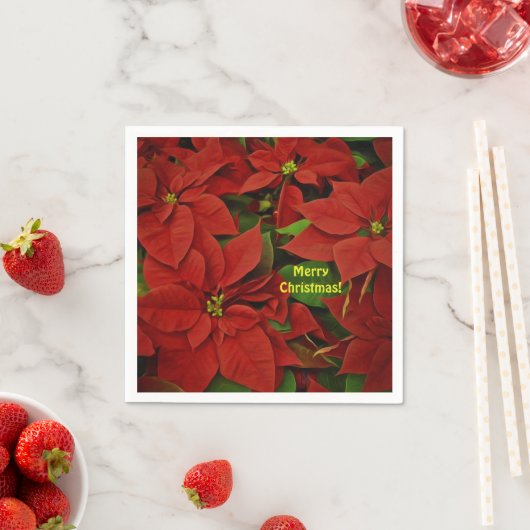 Traditionell bemalt rotes Poinsettia Weihnachten Serviette (Beispiel)