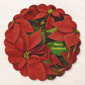 Traditionell bemalt rotes Poinsettia Weihnachten Untersetzer (Vorderseite)