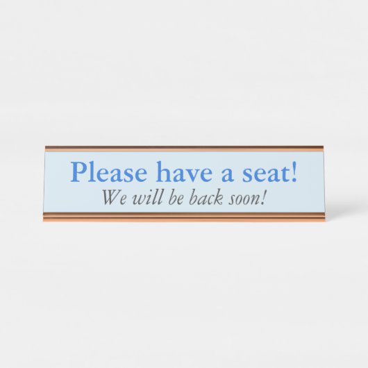 Traditionell "Bitte setzen Sie sich!" Schreibtischnamensplakette (Vorderseite )