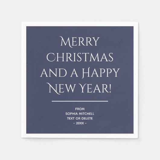 Traditionell - Classic Blue Merry Christmas Napkin Serviette (Vorderseite)