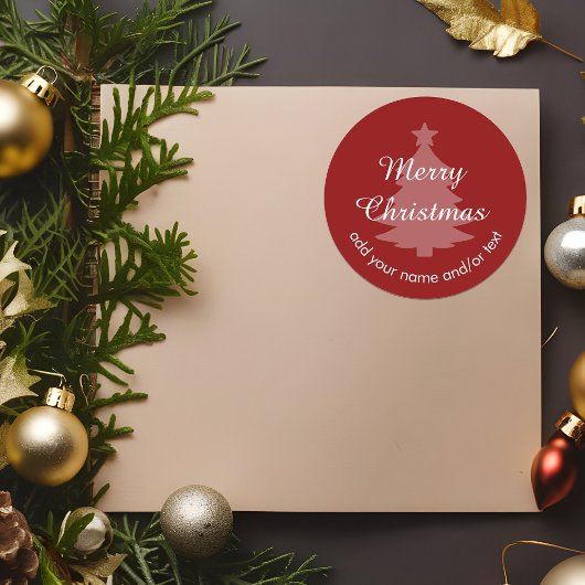 Traditionell - Dunkelrote Weihnachtsaufkleber Runder Aufkleber