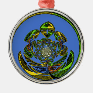 Traditionell einfach blau ornament aus metall