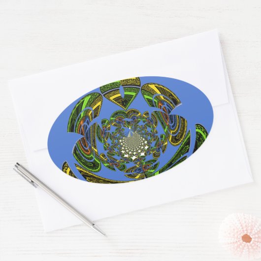 Traditionell einfach blau ovaler aufkleber (Umschlag)