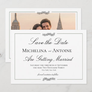 Traditionell Elegante Schwarz-Weiß-Foto   Hochzeit Save The Date