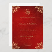 Traditionell Gemustertes Gold und Rot Classic Einladung (Vorne/Hinten)