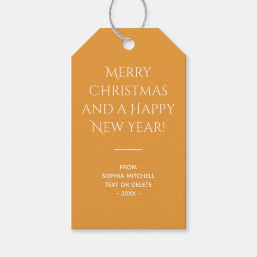 Traditionell - Goldenes Orange - Minimalistische G Geschenkanhänger (Vorderseite)