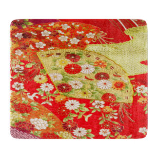Traditionell goldrote japanische Blumen Glasblume Schneidebrett