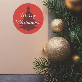 Traditionell - Hellrot - Frohe Weihnachtsaufkleber Runder Aufkleber