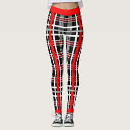 Traditionell Kariert - Rot-Weiß-Schwarz Leggings