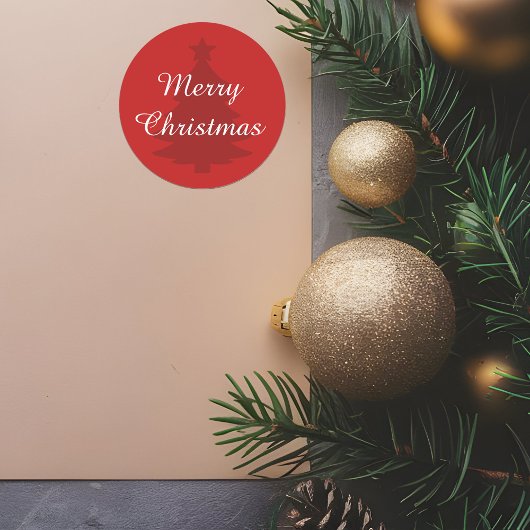 Traditionell - Klassischer Red Merry Weihnachtsauf Runder Aufkleber