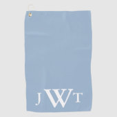 Traditionell leicht Blau und Weiß Mit Monogramm Golfhandtuch (Vorderseite)