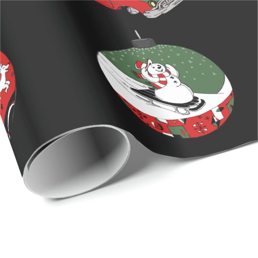 Traditionell - Schneemann - Schwarz Geschenkpapier (Rolleneckpunkt)