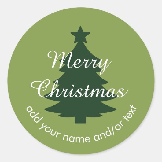 Traditionell - Soft Green Custom Weihnachtsaufkleb Runder Aufkleber (Vorderseite)