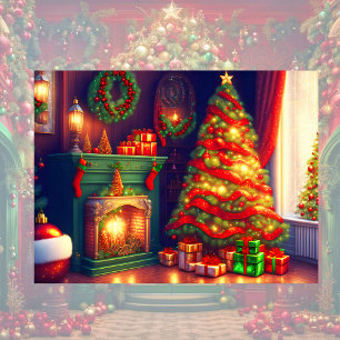 Traditionell vintage Weihnachtsbaum Poster