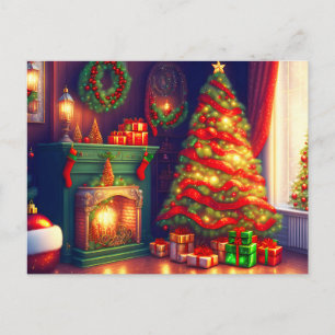 Traditionell Vintager Weihnachtsbaum Einladungspostkarte