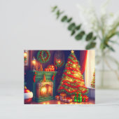 Traditionell Vintager Weihnachtsbaum Einladungspostkarte (Stehend Vorderseite)