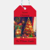 Traditionell Vintager Weihnachtsbaum Geschenkanhänger (Vorderseite)