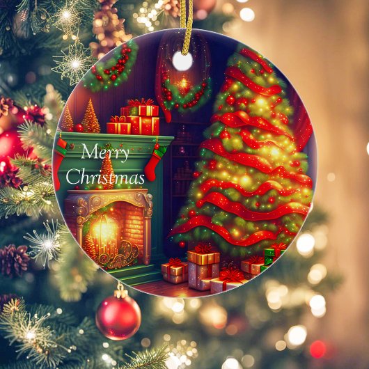 Traditionell Vintager Weihnachtsbaum Keramik Ornament