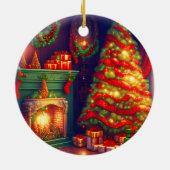 Traditionell Vintager Weihnachtsbaum Keramik Ornament (Hinten)