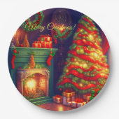 Traditionell Vintager Weihnachtsbaum Pappteller (Vorderseite)