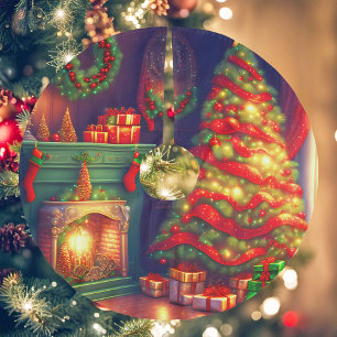 Traditionell Vintager Weihnachtsbaum Polyester Weihnachtsbaumdecke