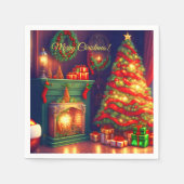 Traditionell Vintager Weihnachtsbaum Serviette (Vorderseite)