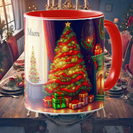 Traditionell Vintager Weihnachtsbaum Tasse
