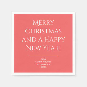 Traditionell - weiches Rot - Frohe Weihnachten Nap Serviette