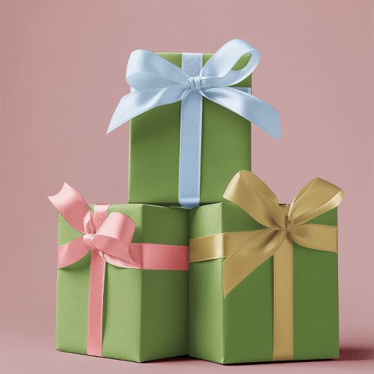 Traditionell - Weichgrüne Papierblätter Geschenkpapier Set