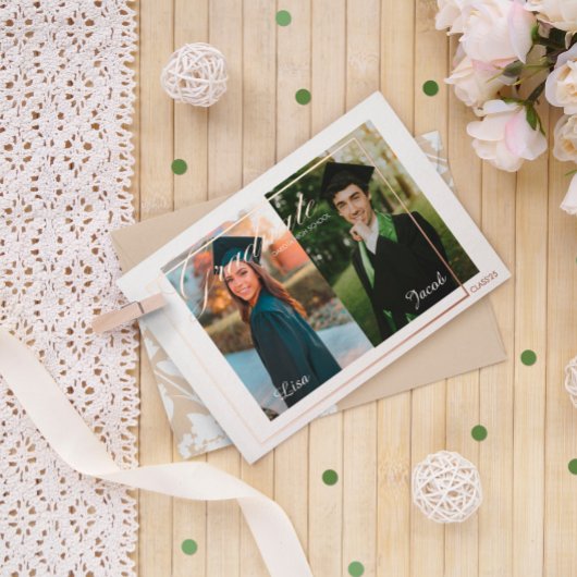 Traditionelle 2 Fotos Abschluss Ankündigung Foil