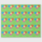 TRADITIONELLE ABSTRAKTE BLUME PINK BLUE GREEN GESCHENKPAPIER (Flach)