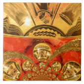 Traditionelle afrikanische Kunst des Goldenen Rote Fliese (Vorderseite)