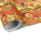 Traditionelle afrikanische Kunst des Goldenen Rote Geschenkpapier (Rolleneckpunkt)