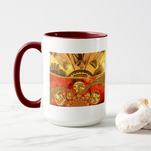 Traditionelle afrikanische Kunst des Goldenen Rote Tasse (Mit Donut)