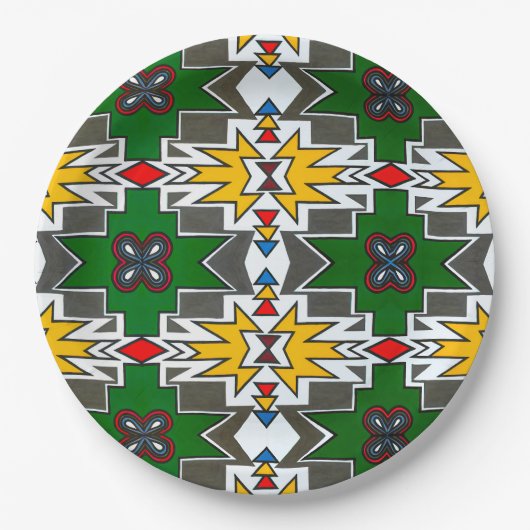 Traditionelle afrikanische Kunst und afrikanische  Pappteller (Vorderseite)