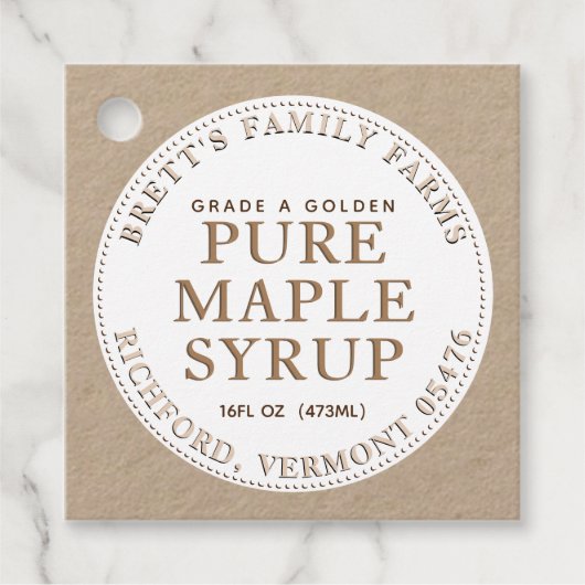 Traditionelle Ahornsirup-Etikett Kraft Geschenkanhänger (Vorderseite)